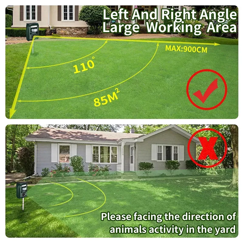 Отпугиватель животных на солнечных батареях ультразвуковой репеллент наружный