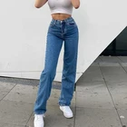Женские джинсы в стиле Харадзюку, повседневные мешковатые прямые джинсы в стиле оверсайз с завышенной талией и принтом бабочек, джинсы в стиле 90-х, 2021