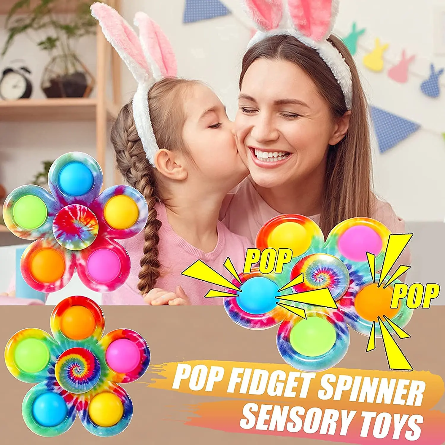 Rainbow Bubble Pop Fidget Spinner Toys Children's Sensory Autisim Antistress Stress Relief Squishy Toy Kids | Игрушки и хобби