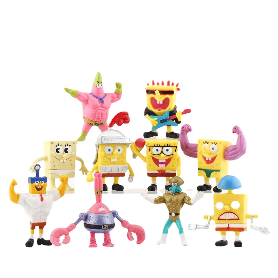 

New 10pcs Sponge Action Figure Cartoon Anime Octopus Crab Pvc Toys Home Cake Decor Toy for Children Kids Birthday Gift