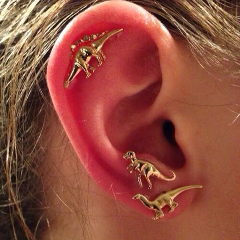 

Dinosaur Set Earring Studs Fashion Cute Small Animal Vintage Earrings Punk Jewelry For Cool Women Girl Friendship Gifts New