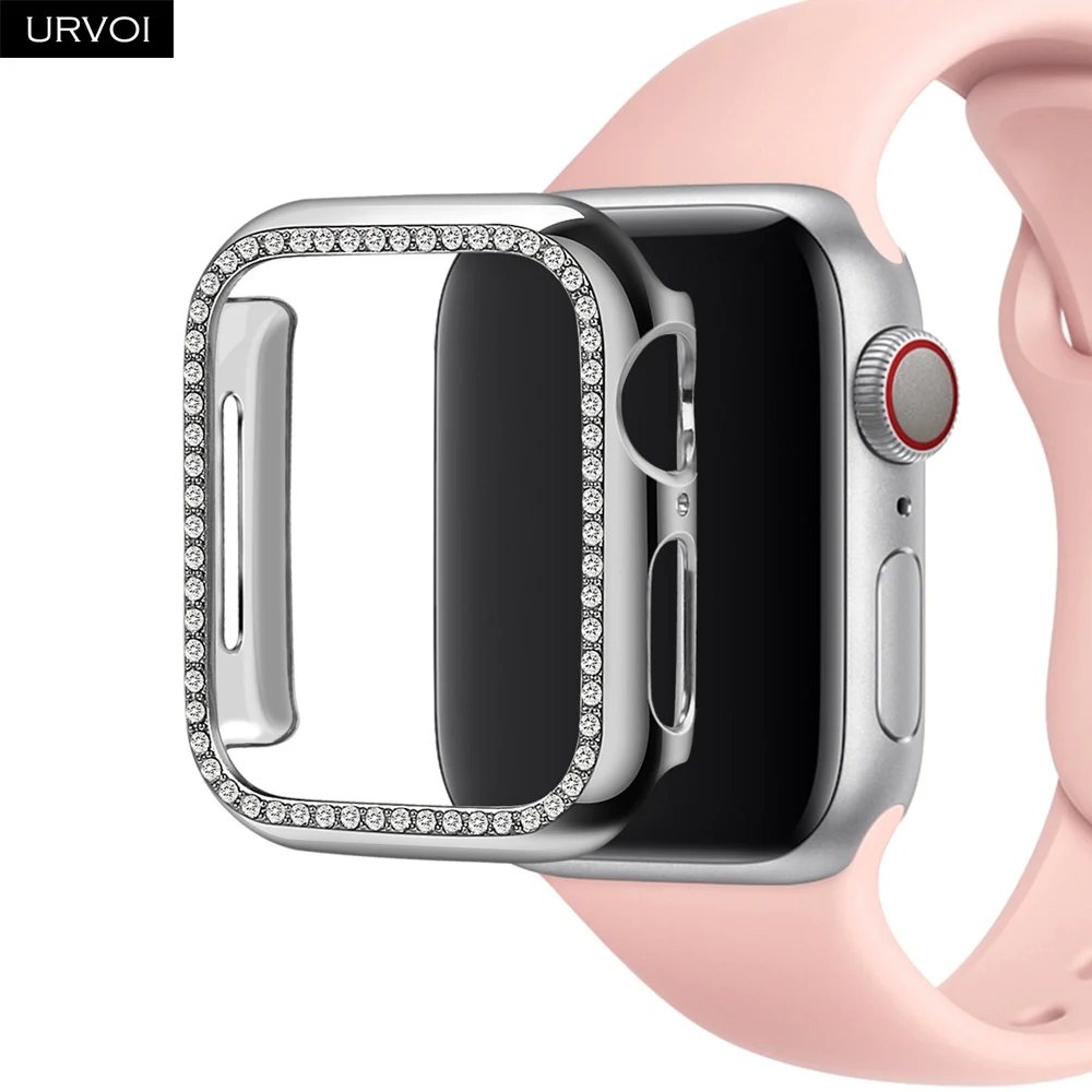 URVOI Стразы чехол для apple watch series 5 4 3 2 iwatch защита Бампера 40 мм 44 Жесткий Поликарбонат