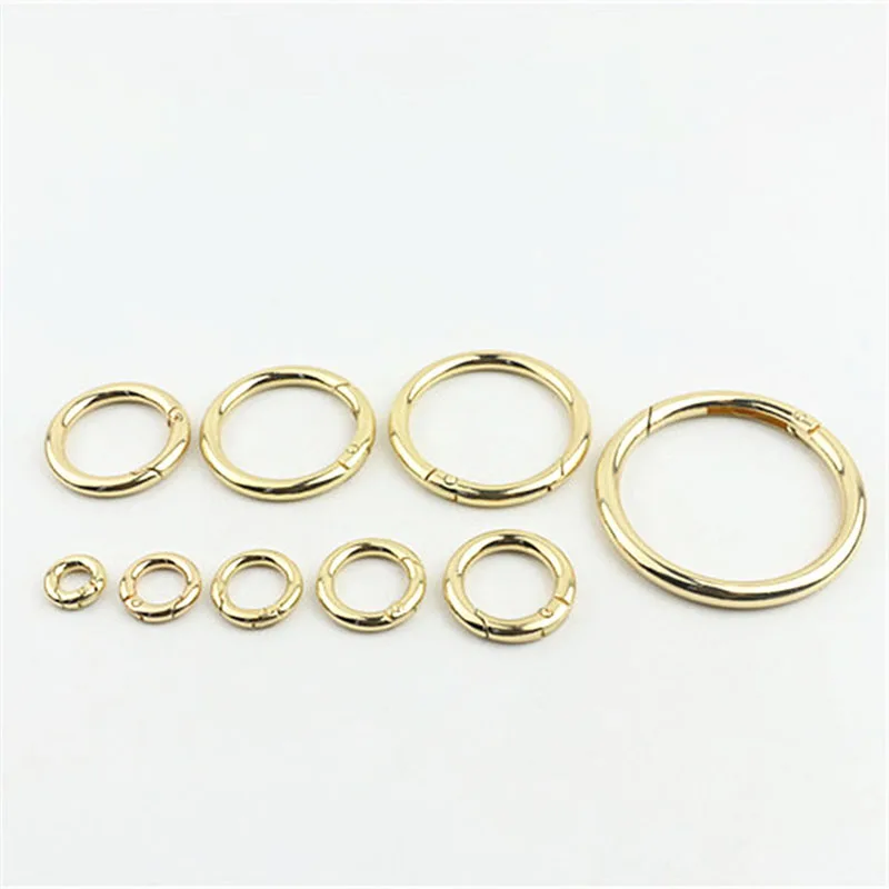 30pcs 10-50mm Metal Spring O Dee Ring Openable Keyring Trigger Snap Clasp Clip Bag Belt Strap Chain Buckles Accessories