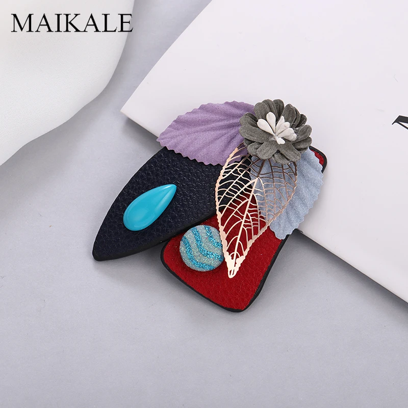 Женская тканевая брошь цветок MAIKALE ажурная кожаная в форме листа рубашка корсаж
