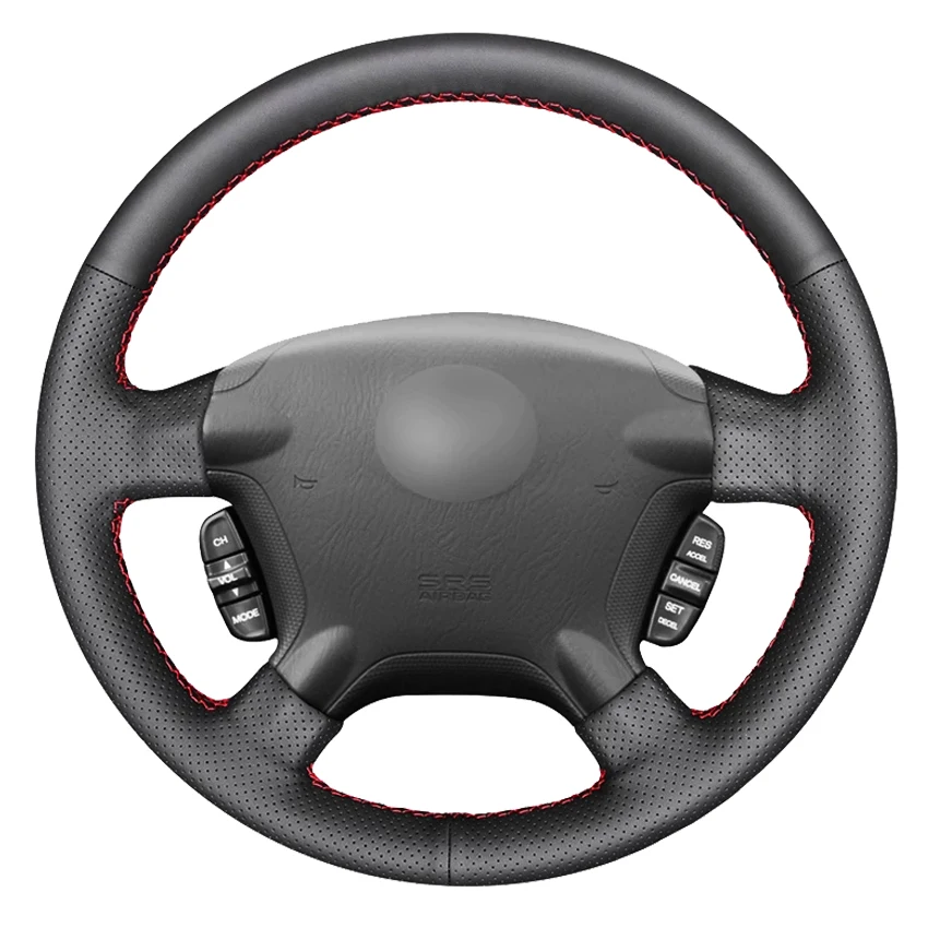 

Black Genuine Leather Hand-Stitched Car Steering Wheel Cover For Honda CR-V CRV 2002 2003 2004 2005 2006