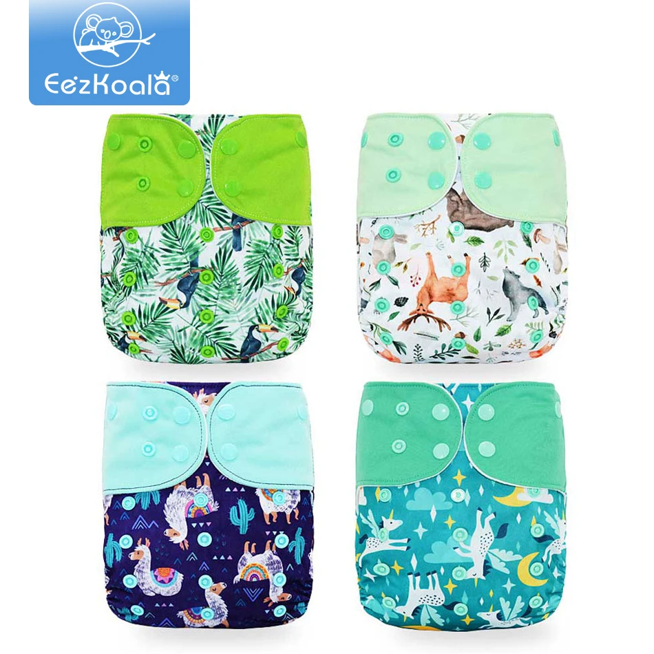 EezKoala-pa&ntilde;al de tela de bolsillo para beb&eacute;, cubierta de pa&ntilde;ales lavable de secado r&aacute;pido, ecol&oacute;gico, reutilizable, env&iacute;o gratuito, 4 Uds.-0