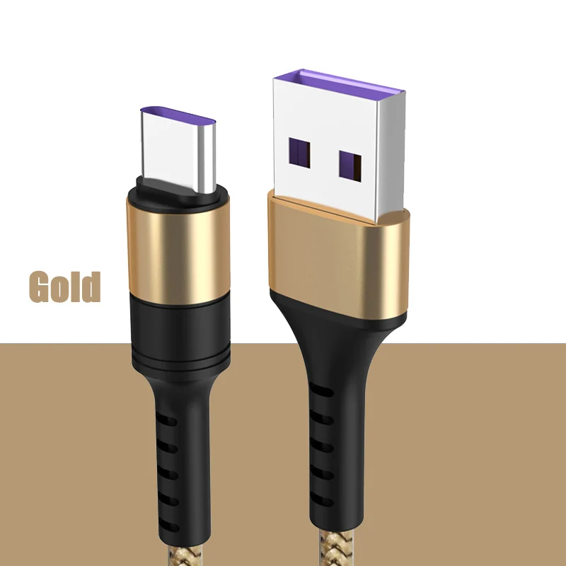 Nylon Gold Supercharge usb type C кабель для huawei P30 P20 Lite Xiaomi Mi 9 Quick Charge 3,0 usb type C зарядный кабель для samsung S8 S10 9 - Цвет: Nylon Gold
