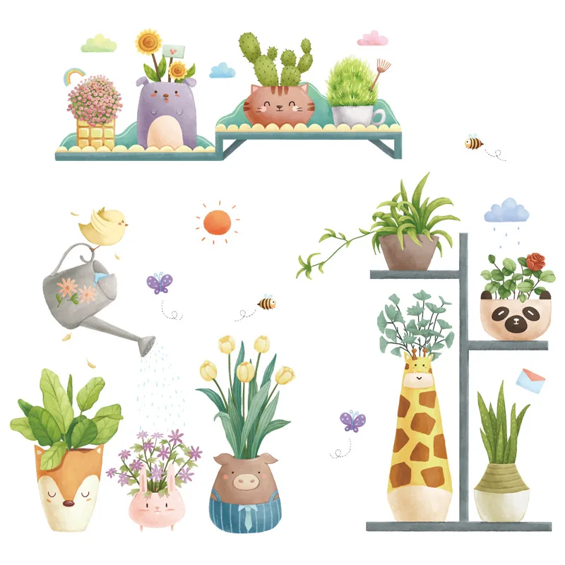 

Potted Bonsai Plants Wall Stickers Flower Home Decor for Kids Rooms Living Room Kitchen Window Wall Decals DIY Vinyl Wallpaper