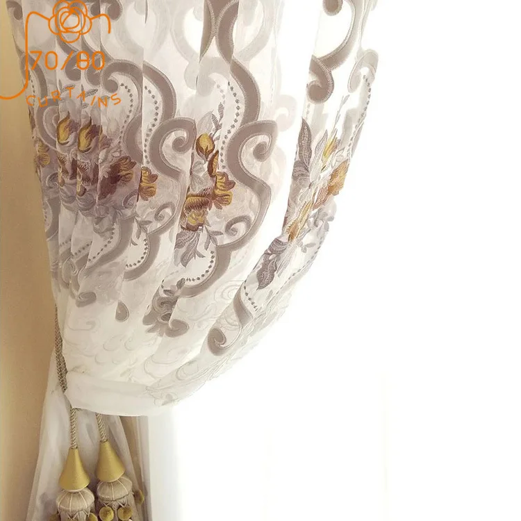 New Embroidery Curtain Gauze Curtains for Bedroom Living Room Balcony Villa Embroidery Window Screen Customization
