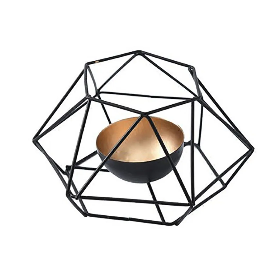 Скандинавский минималистичный подсвечник геометрический Золотой из кованого