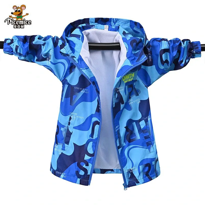 

Thin Waterproof Boy Jackets Fashion Kids Outerwear printing Windproof Hooded Jackets for Children's Coats 2021 Spring Autumn
