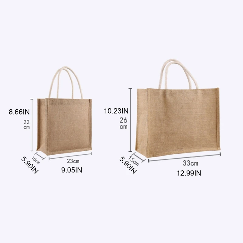 

Jute Burlap Tote Large Reusable Grocery Bags with Handles Women Shopping Bag Beach Travel Storage Organizer