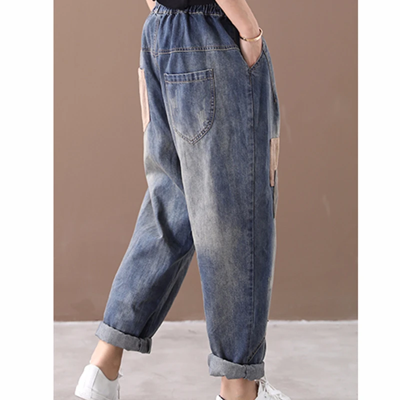 Max LuLu/ корейские модные осенние джинсовые брюки женские штаны-шаровары женские полосатые джинсы в стиле пэчворк Повседневная Уличная Одежда большого размера