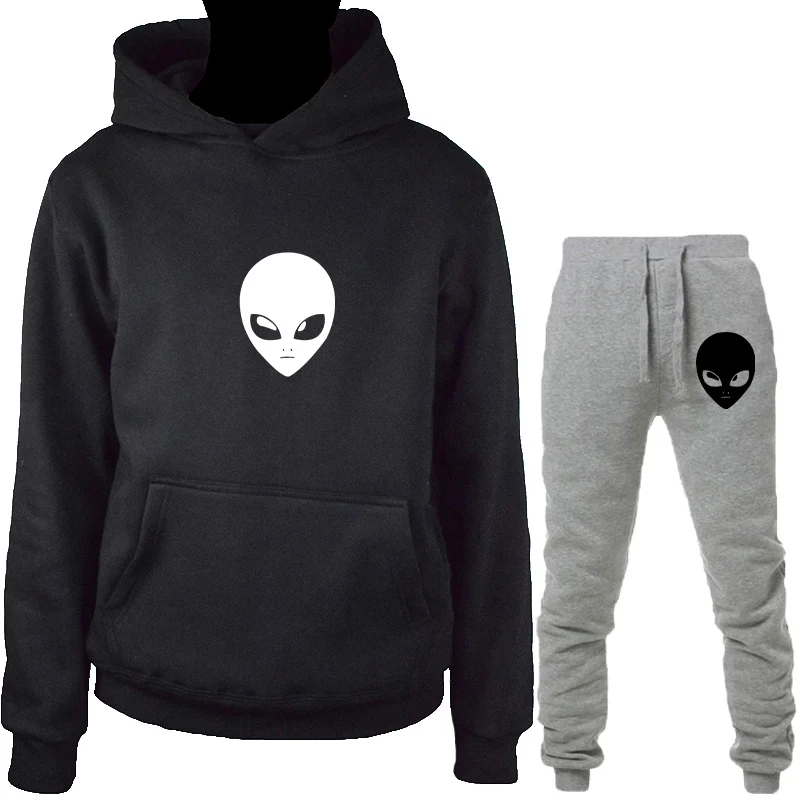 Alien толстовка с капюшоном+ брюки костюм для мужчин женщин осень зима пуловер Толстовка Топы с принтом по всему миру спортивный костюм повседневная одежда