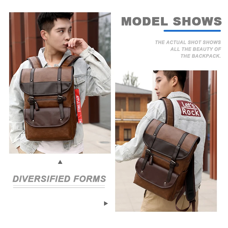 

Russia Warehouse Leather Laptop Backpack Men Women Bagpack Travel Waterproof Outdoor Back Pack 15.6 Inch Notebook Backpacks Bag