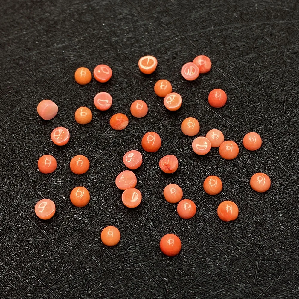

10pcs Natural Pink Coral Ring Face 4mm Round Coral Non-porous Beads for DIY Handmade Jewelry Accessories