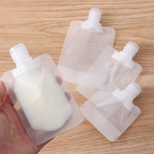5pc Transparent Clamshell Packaging Bag Plastic Stand Up Spout Pouch Portable Travel Fluid Makeup Pa