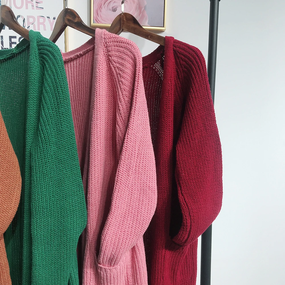 

Women Long Sleeve Open Cardigan Sweater Duster Pockets Open Solid Jumper Coat Jacket Muslim Long Coat Side Slit Casual Sweater