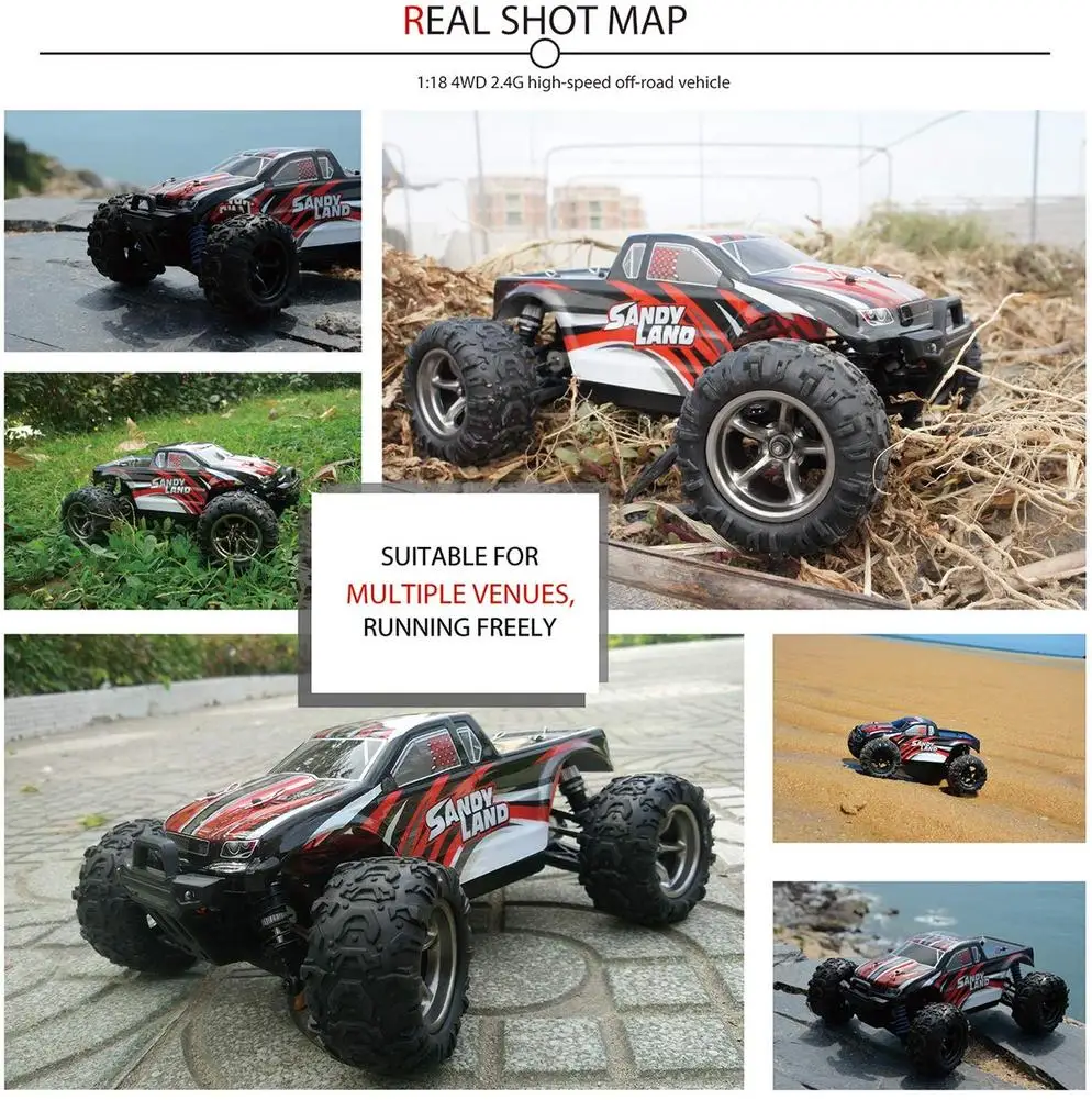 

1:18 4WD 2.4G High Speed Off Road RC Car Remote Control Electric Car for Children Toys IPX4 Waterproof Car Toys for Boy Gift