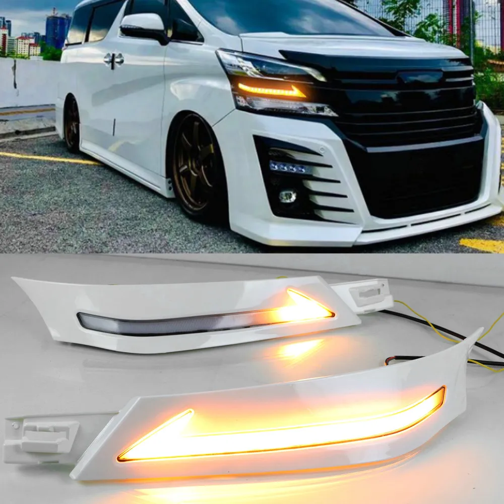 Дневные ходовые огни светодиодные дневные для Toyota Vellfire 30 2016 2017 2018 2019 с указателем