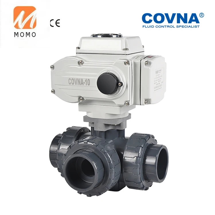 

Three Ways Threaded UPVC Plastic Motorized Ball Valve True Union Fitting