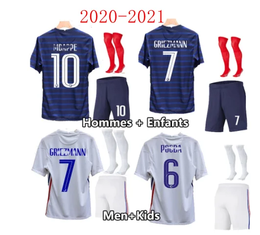 

France spot custom children's football jerseys boys football uniforms 2020 2021 Francees adult children's jersey uniforms