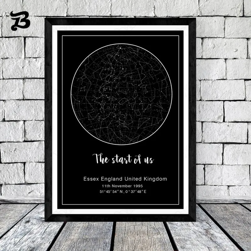 

Black and White Canvas Painting Modern The Uk Map and Moon Posters and Prints Nursery Wall Art Pictures for Bedroom Home Decor