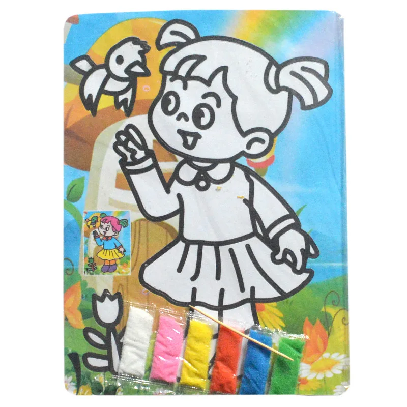 27 см большая картина с песком для детей Сделай Сам цветной рисунок креативные