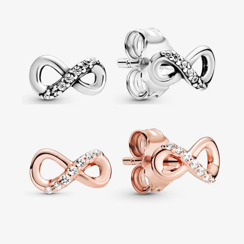 

925 Sterling Silver Pan Earring Shining Eternal Symbol Earrings For Women Wedding Gift Fashion Jewelry