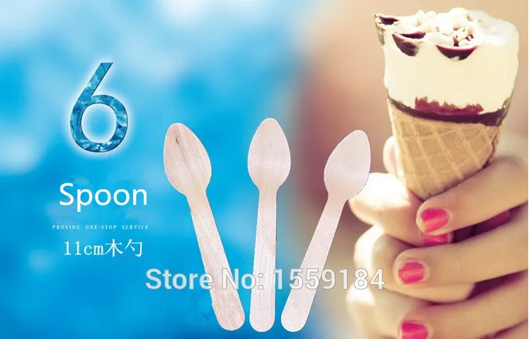 Мини ложки для мороженого 500 шт маленькие одноразовые деревянные