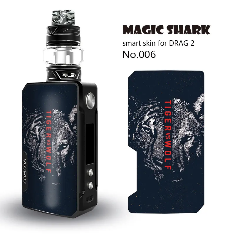 Чехол наклейка из ПВХ для Voopoo Drag 2 с изображением тигра волка мотоцикла|Наклейки