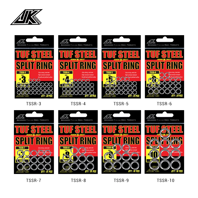 JK #3-#10 Fishing Split Ring Heavy Connector Assist Hooks Jig Sea Fishing Accessories Tackle