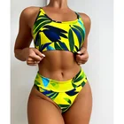 Купальники женские с принтом, с высокой талией, 2021