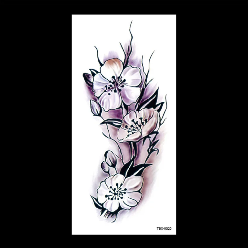 1 pcs Novelty Waterproof temporary tattoos stickers sexy romantic dark Purple Flower henna fake body art flash tattoo sleeve