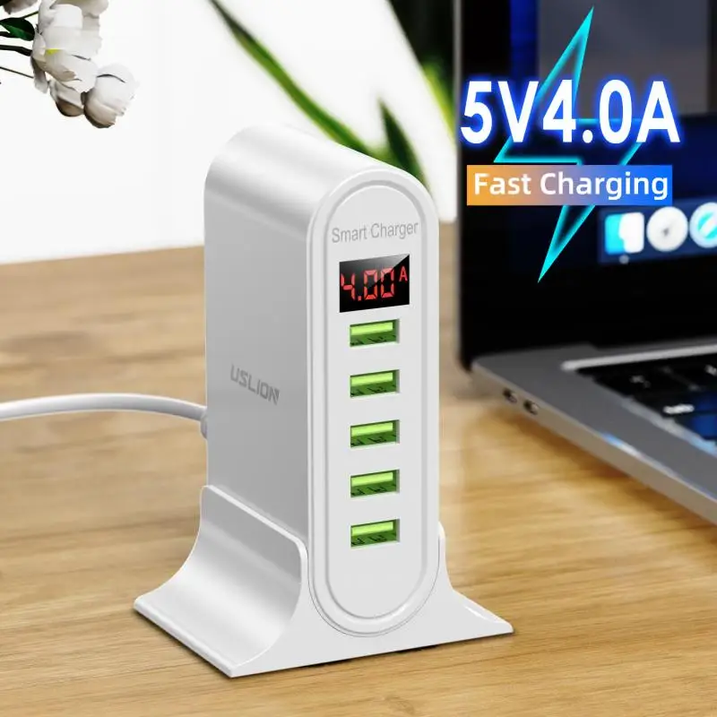 2020 Новое 5 портов USB зарядное устройство для Xiaomi LED дисплей мульти зарядная