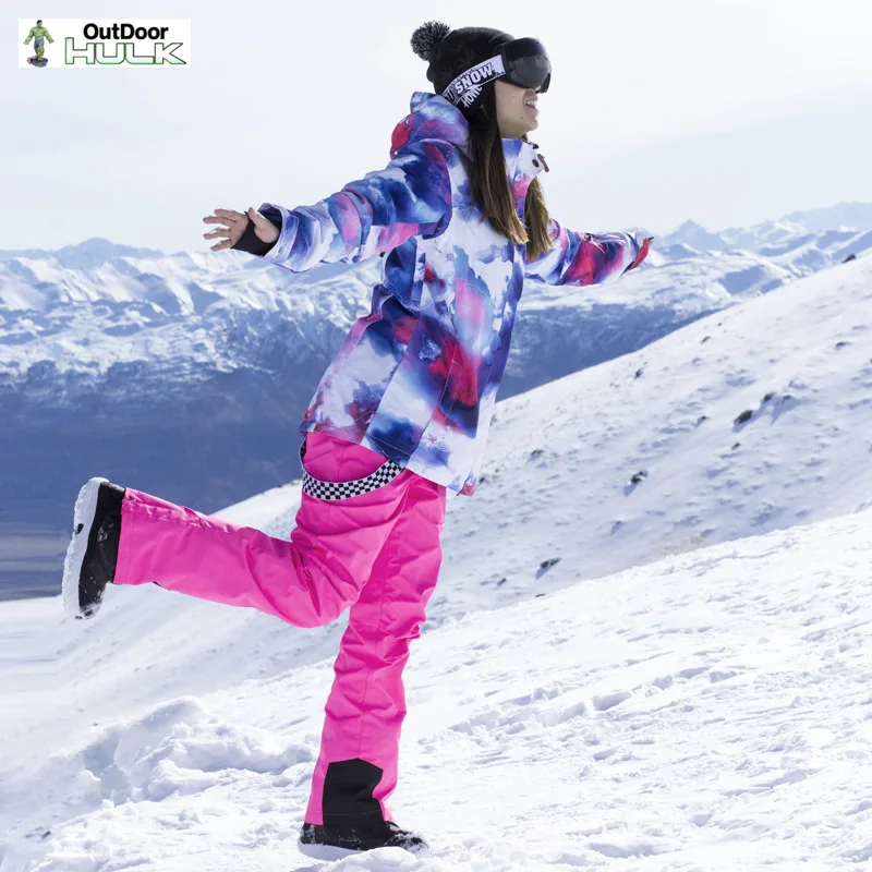 

Женская лыжная куртка, брюки для сноуборда, зимняя уличная ветрозащитная Водонепроницаемая теплая зимняя куртка, женские брюки для сноубор...