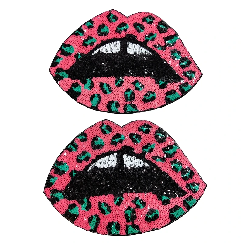 

New Arrival red Sequined Lips patch Iron on patches for women cloth t shirt hoodie DIY