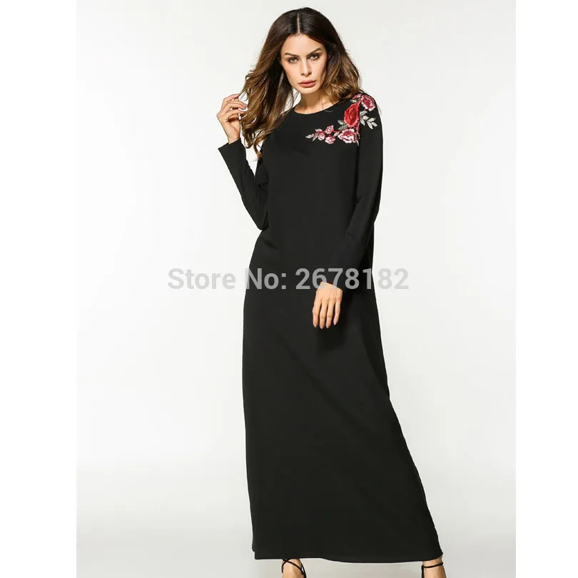 2018 мусульманское хлопковое повседневное свободное платье Абая с вышивкой и