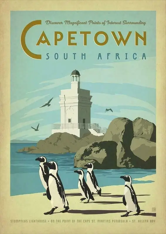 

Capetown South Africa Vintage Travel Railway Art Silk Poster Print 24x36inch