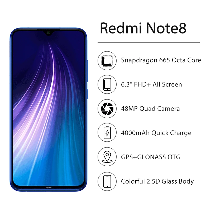 Смартфон Xiaomi Redmi Note 8 с четырехъядерным процессором 48 МП 4 ГБ 64 Восьмиядерный