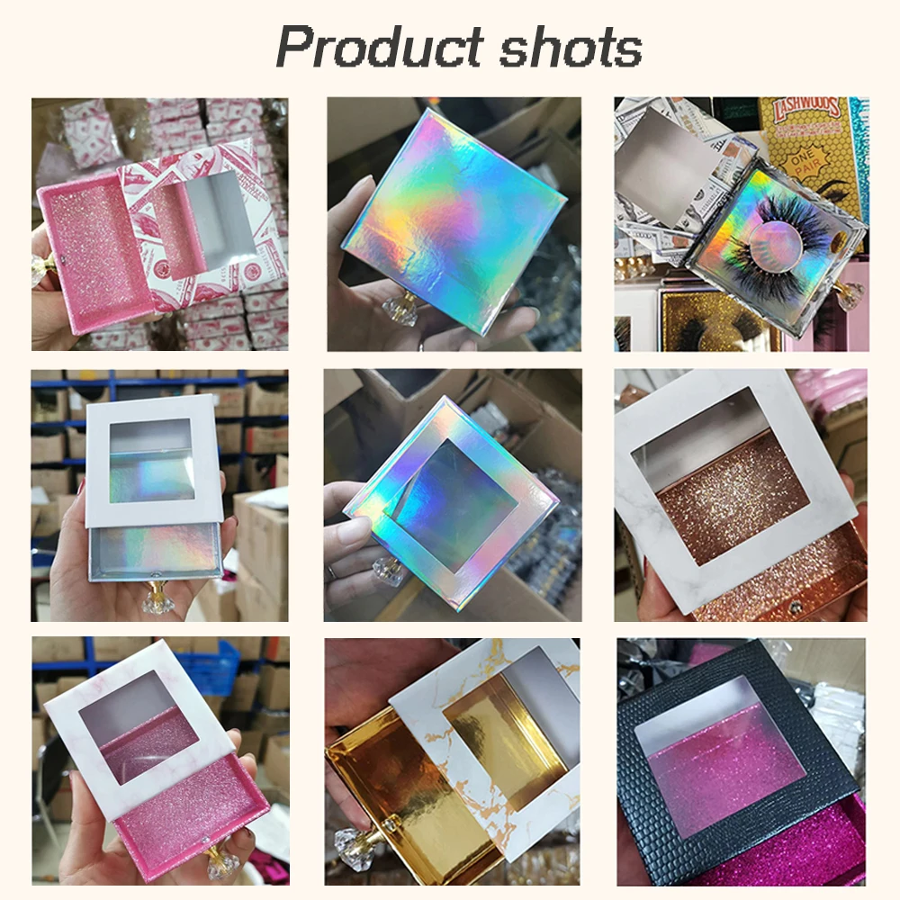 

Wholesale Square Lash Box 3d Mink Lashes Boxes Crystal Handle False Eyelashes Packaging Box Empty Eyelash Box Gift Box Nail Box