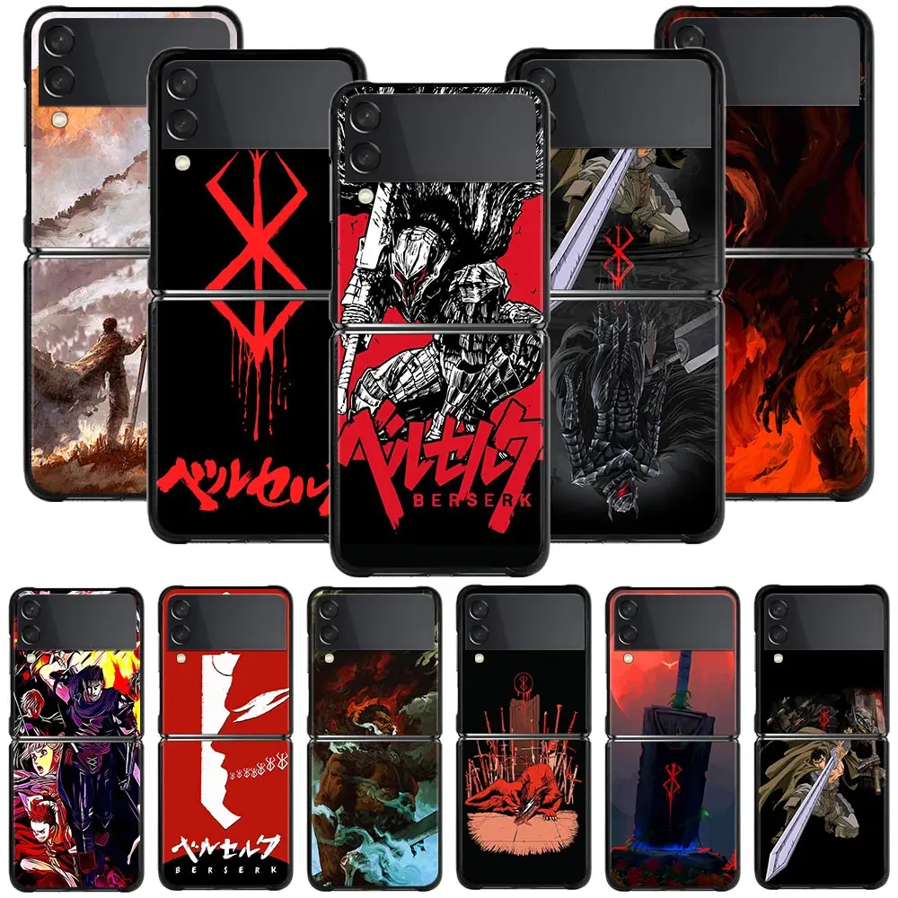 

Phone Case For Samsung Galaxy Z Flip3 5G Hard PC Fundas For Samsung Z Flip 3 5G z flip Coque Balck Cover Berserk