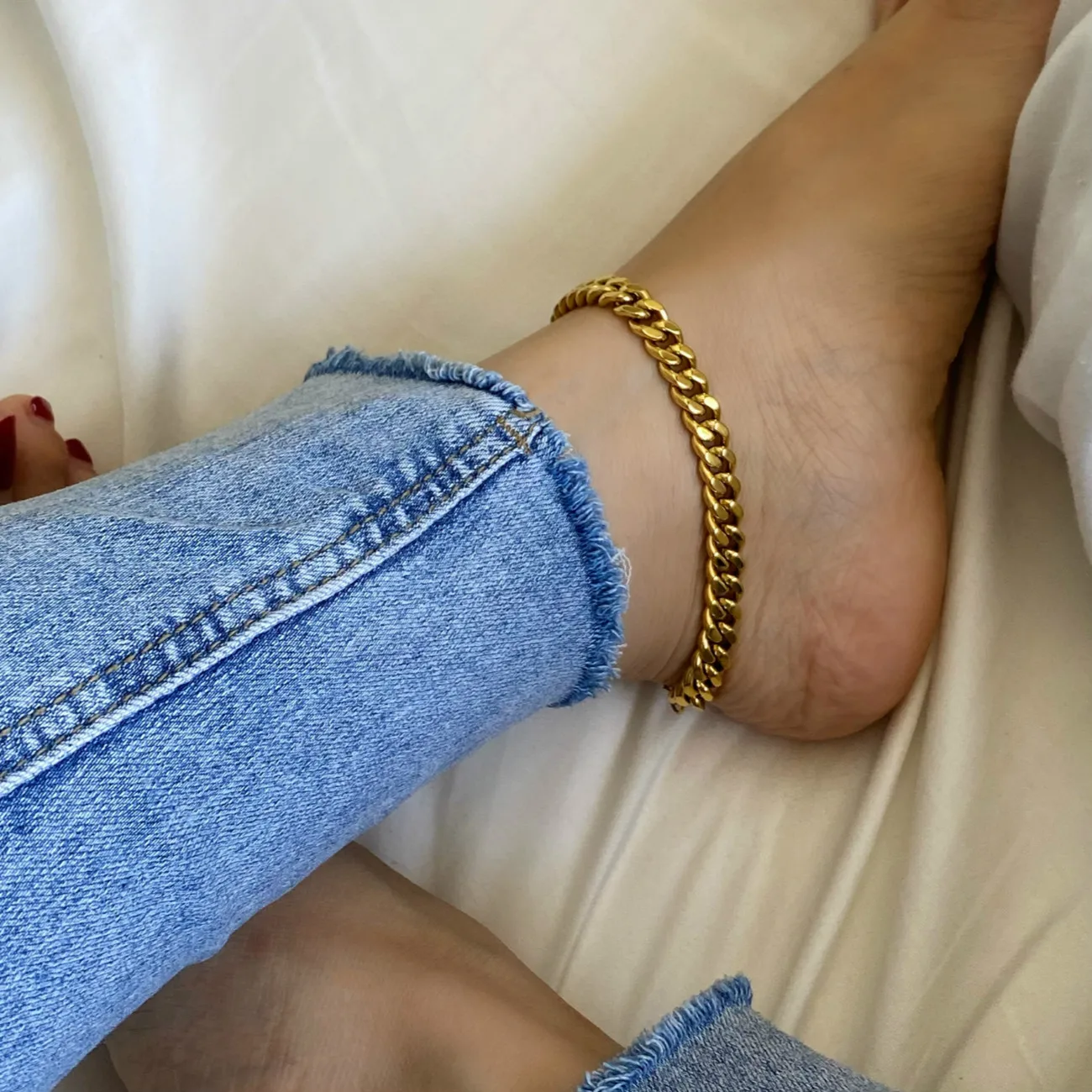 

2020 Trend Hip Couple Jewelry Stainless Steel Men's Chain Cuban 18k Gold Plated Bracelets for Women Vintage Bracelet On the Leg