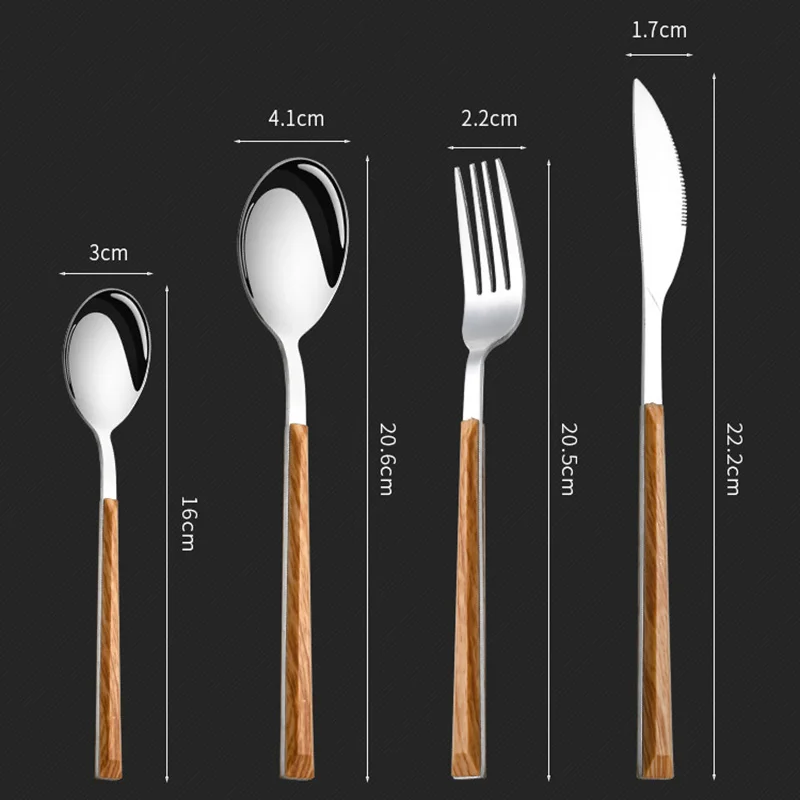 Посуда с имитацией деревянной ручки в стиле INS посуда из нержавеющей стали