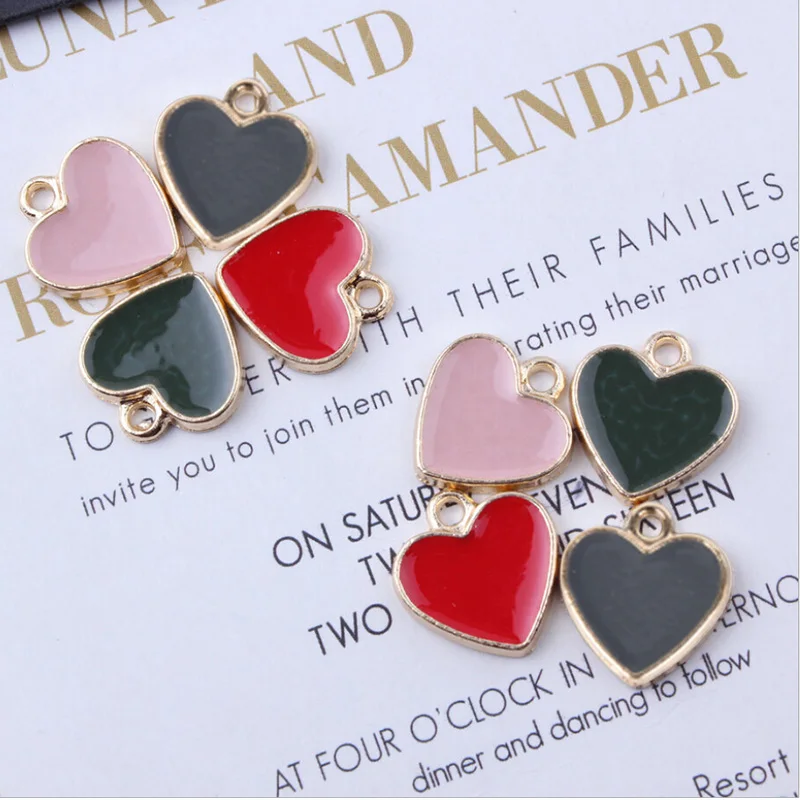 

Miraculous New 10Pcs Alloy Peach Heart Shape Enamel Charms Pendant DIY Necklaces Bracelets Jewelry Making