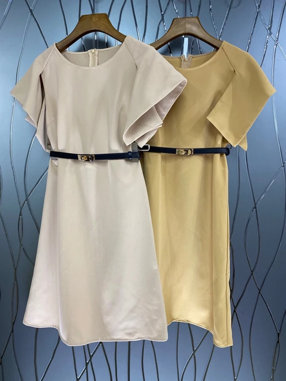

Женское платье без рукавов, с круглым вырезом, молнией сзади и декоративной пряжкой, пояс на талии, 2021