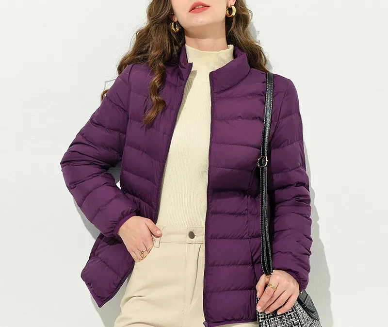 

Korean Winter Women Down Coat Ultralight Stand Collar Duck Down Jacket Portable Female Padded Parkas O-Neck Puffer Overcoat 90s