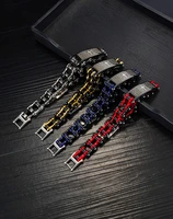 yw gairu european and american creative popular retro mens titanium steel motorcycle chain cross bracelet hot selling jewelry