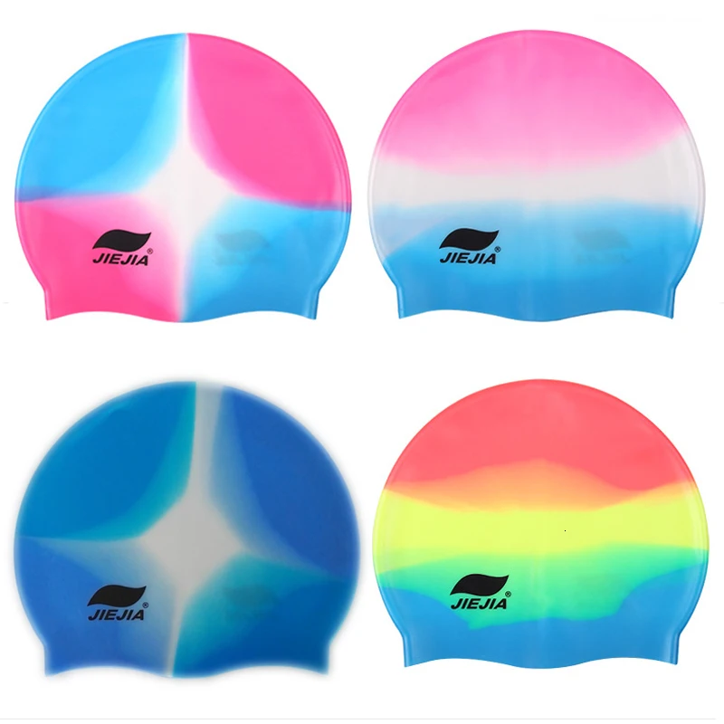 Высококачественная разноцветная Радужная силиконовая шапочка для купания