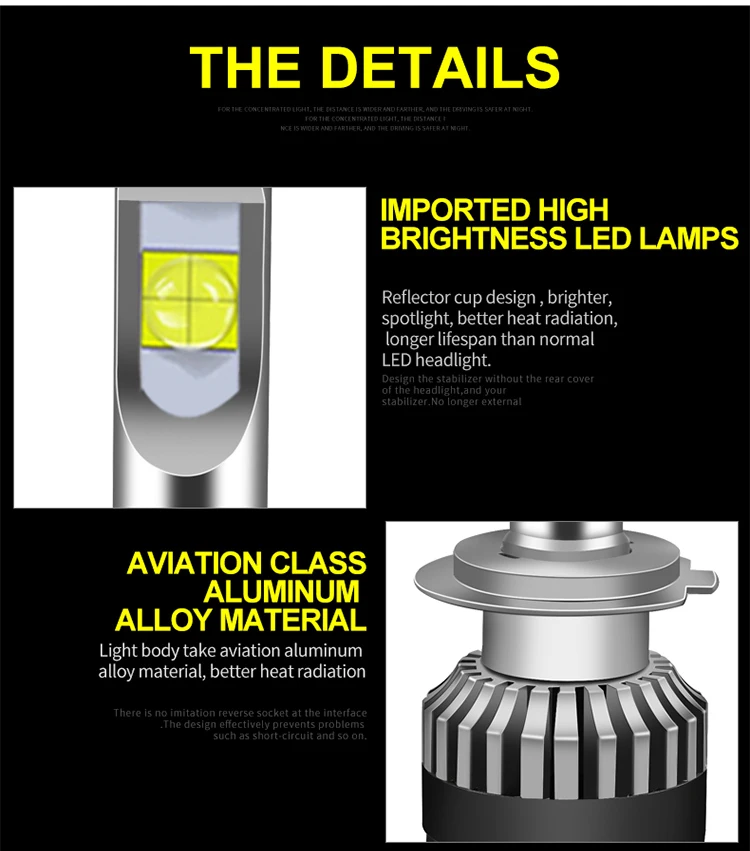 2 шт. Автомобильные светодиодные лампы H4 12000lm фары H7 led H1 9005 9006 H11 9012